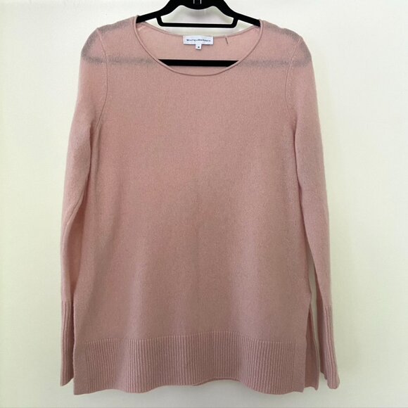White+Warren 100% Cashmere Sweater Size Medium Muted Pink Crewneck Pullover Knit - Picture 1 of 8